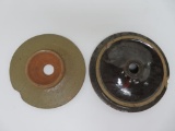 Two stoneware churn lids, 8