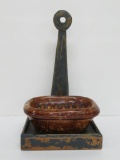 Bennington style soap dish and wooden shelf