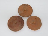 Three redware lids, 4 1/2