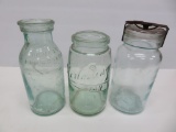 Three vintage canning jars, Everlasting and Yeoman Fruit