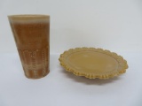Chocolate slag Uneeda Milk Biscuit glass and dish