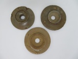 Three stoneware churn lids, 6