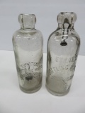 Two Pennsylvania Hutchinson bottles, clear, Keystone and Byrne's