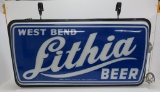 Awesome West Bend Lithia Beer outdoor two sided lighted sign, 4' x 2'