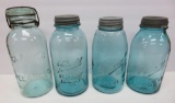 Three 1/2 gallon Ball Jars and Clark Peerless