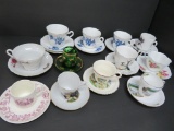 Cup and Saucer lot, bone china, 12 pieces