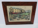 Currier and Ives framed print, Noah's Ark, 17 1/2
