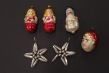 Six vintage Christmas Ornaments, figural