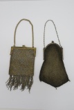 Two vintage mesh and micro bead purses, marked France and Whiting Davis