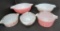 Five lovely pink and white Gooseberry Cindrella Pyrex Bowls