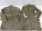 Two Eisenhower style jackets with patches, 36R and pants