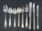 Nine pieces of Railroad flatware, spoons, forks, knives