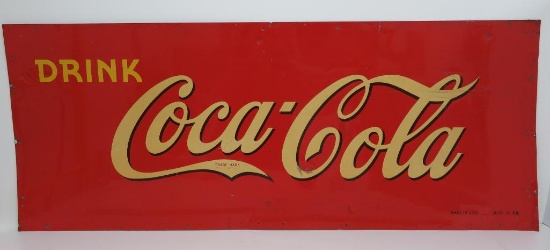 Large tin Drink Coca Cola sign, WRF 11-38, 59" x 23 1/2"