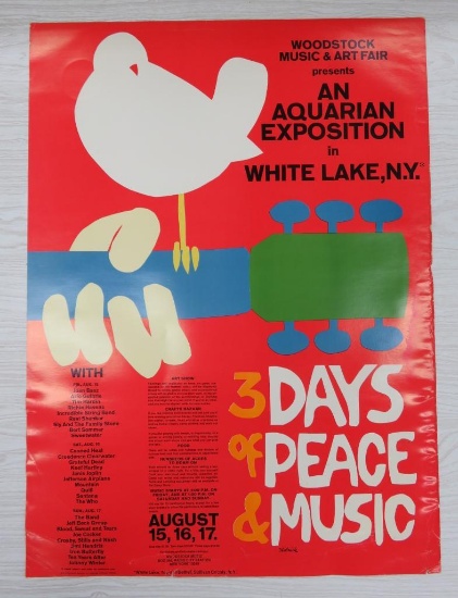 Authentic Original Woodstock Poster, 18" x 24 1/2"