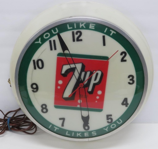 7 Up light up clock, You like it It likes You, 16"