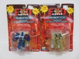 Two Robotech EXO Squad figures on blister packs, Raidar X Battloid and Spartan Battloid