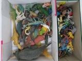 Plastic dinosaurs and animals, large lot, 2 1/2