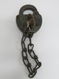 Pacific Railroad key and lock, 3 3/4