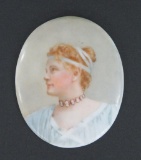 Painting on porcelain, Lady Wetherspoon, AE Brett, 2 1/2