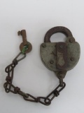 Seaboard Railroad lock with NYCS key, 3 1/2