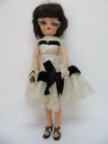 Vintage Fashion Doll with high heels, seamed nylons and cat eye glasses, 17
