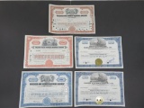 Five Railroad Stock Certificates, used