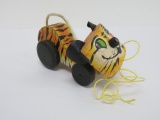 Wooden Fischer Price tiger pull toy, 6
