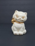 Shawnee style cat bank, gold decorated, 4 1/2