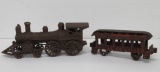 Cast iron train engine and passenger car