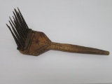 Antique Heckle, flax tool, wool comb, line carved, 12