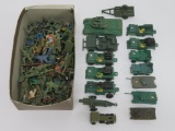 Plastic army soldiers and vehicles, 1 1/2