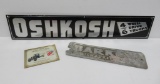 Oshkosh 4 wheel, Barkow, metal signs