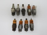 Nine vintage spark plugs, Watkins, Foraford, Wards Riverside, Five Ford