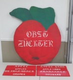 Large 4' Wooden Apple Sign, Orchard sign, two sided