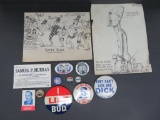 Military buttons and satirical comics