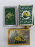 Three different decks of North Western Railroad playing cards
