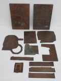 Copper printing plates, furnace advertising, 12 pieces