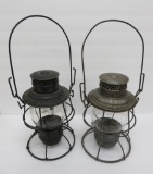 Two Adlake Reliable Chicago & North West Railway lanterns