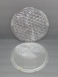 Two vintage glass headlight covers, 8 1/2