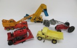 Five Construction cast metal toys,