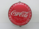 Coca Cola plastic and metal round thermometer, 12