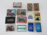 13 assorted decks of railroad playing cards