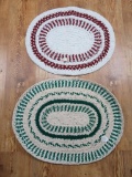 Two handmade 4 strand braided rugs, oval