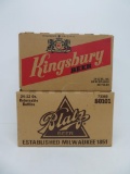 Two Vintage cardboard beer cases, Kingsbury and Blatz beer