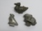 Three antique pewter ice cream molds, animals,