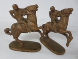 Cast iron polo player bookends, 5 1/2