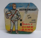 Astronaut Daily Dime Bank, tin, 2 1/2