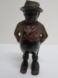 Cast Iron still bank, black man with hat, 5 1/4