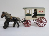 Cast iron Milk Delivery truck, horse drawn, 13