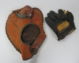 Two vintage baseball gloves, McKinnon and Winfield